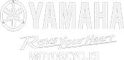 Logo of Yamaha with the tagline "Revs Your Heart" and the word "MOTORCYCLES" beneath it.