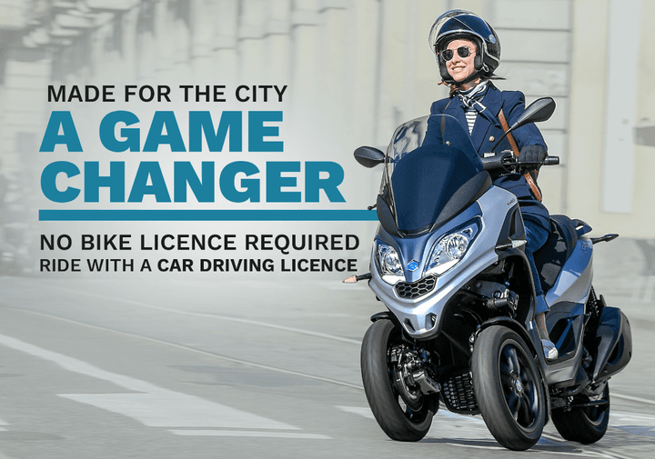 Piaggio MP3 can be ridden with a car drivers license