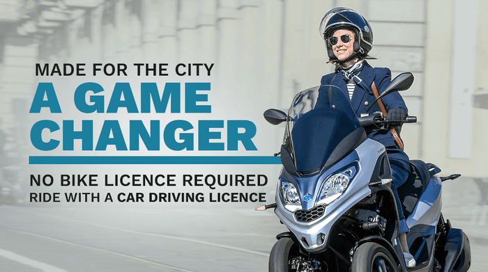 Piaggio MP3 can be ridden with a car drivers license