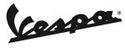 Black logo of "Vespa" with a distinctive cursive font.