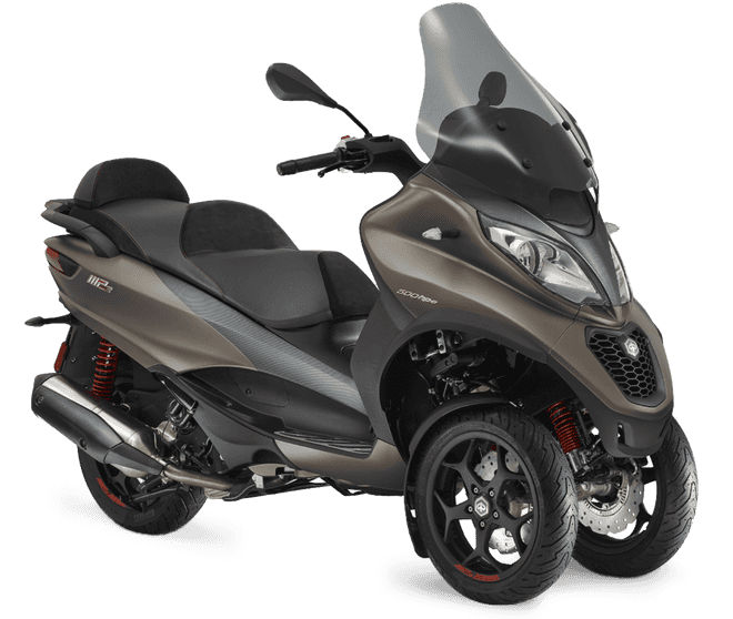 New Piaggio MP3, the revolutionary 3-wheel scooter available in various colours and engines: 300cc, 350cc and 500cc.